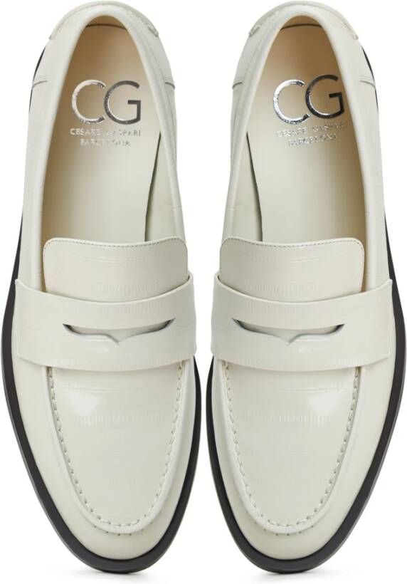 Cesare Gaspari Witte Blokhak Loafers White Dames