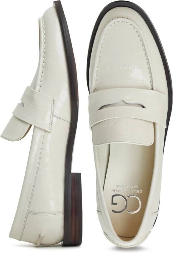 Cesare Gaspari Witte Blokhak Loafers White Dames