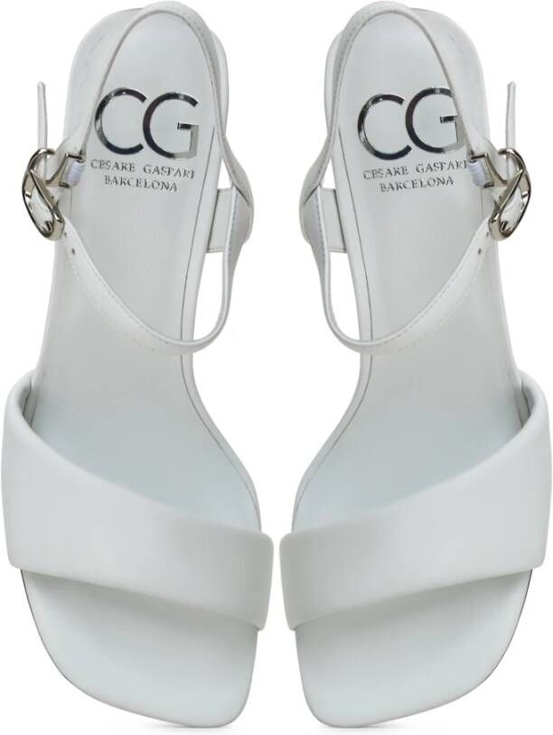 Cesare Gaspari Witte blokhak sandalen Aina White Dames