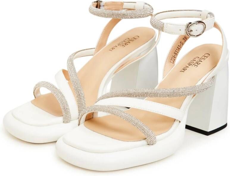 Cesare Gaspari Witte blokhak sandalen White Dames