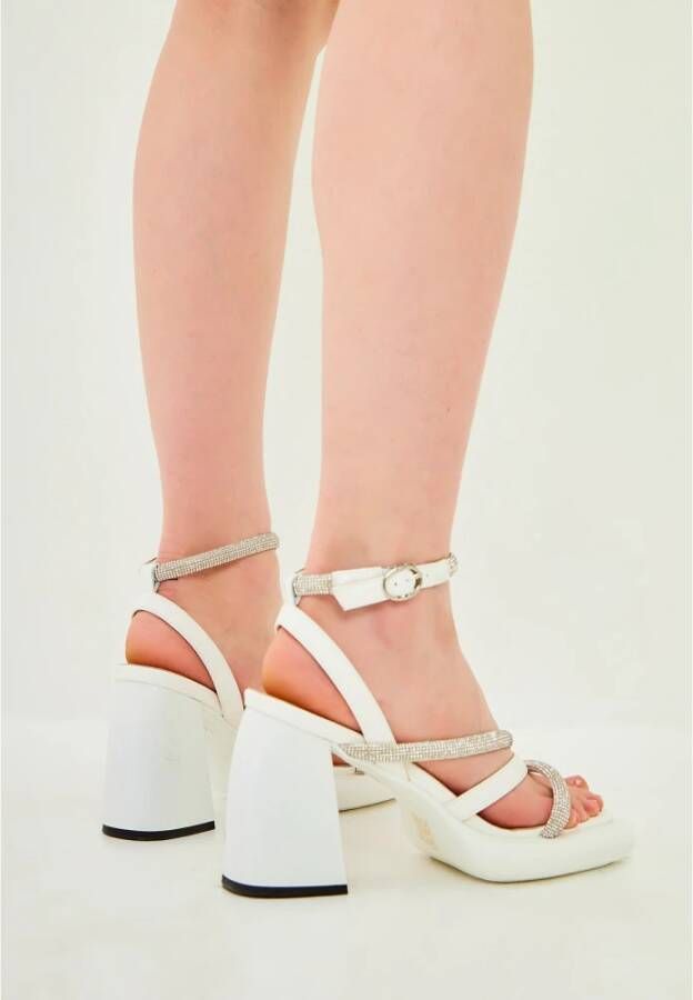 Cesare Gaspari Witte blokhak sandalen White Dames