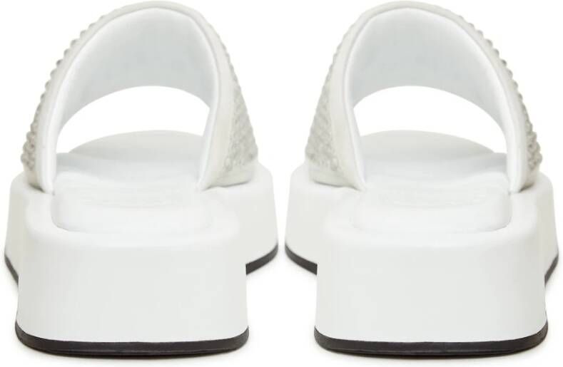 Cesare Gaspari Witte Jewel Platform Mule White Dames