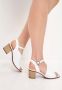 Cesare Gaspari Witte Leren Blokhak Sandalen White Dames - Thumbnail 7