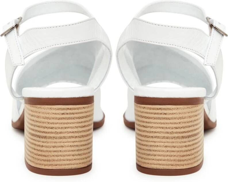 Cesare Gaspari Witte Leren Blokhak Sandalen White Dames