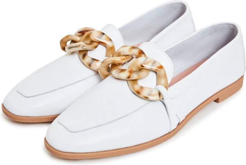 Cesare Gaspari Witte Leren Loafers met Chunky Zool White Dames