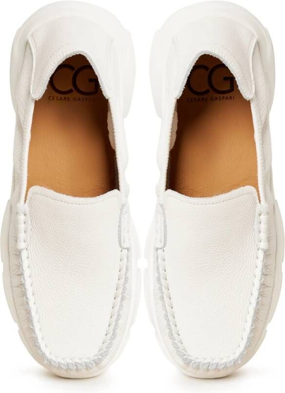 Cesare Gaspari Witte Platform Moccasins White Dames