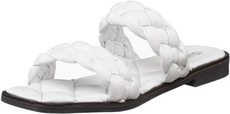 Cesare Gaspari Witte platte zool leren sandalen White Dames