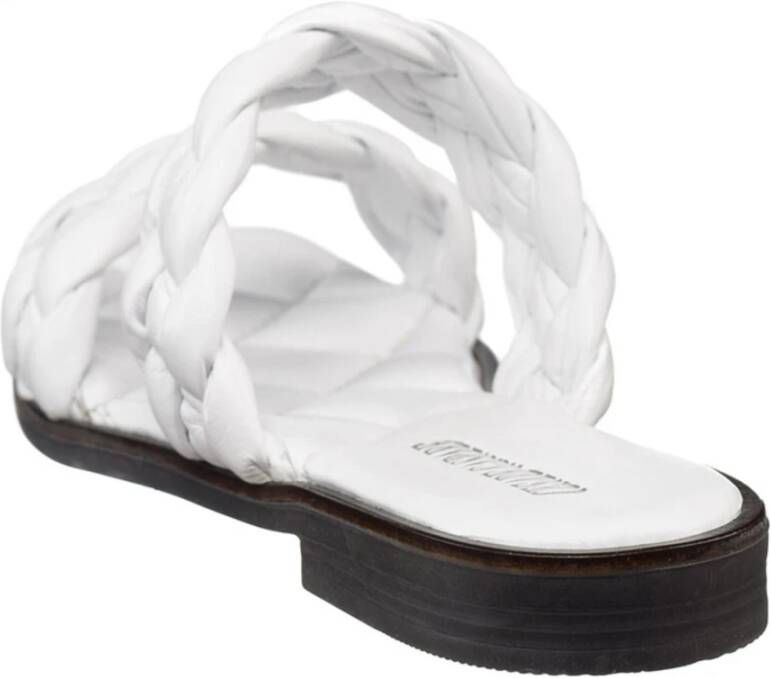 Cesare Gaspari Witte platte zool leren sandalen White Dames