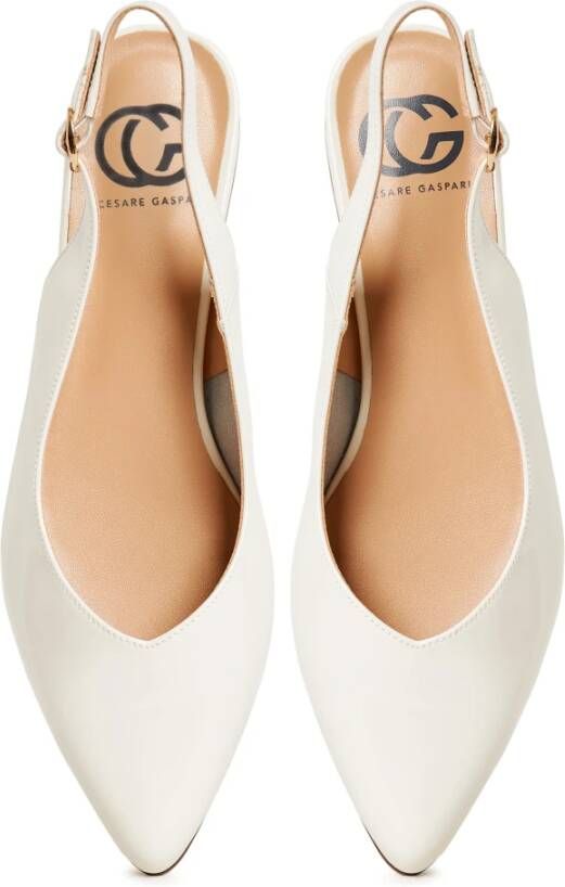 Cesare Gaspari Witte Slingback Ballerina's White Dames