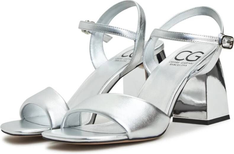 Cesare Gaspari Zilveren Blokhak Sandalen Aina Gray Dames