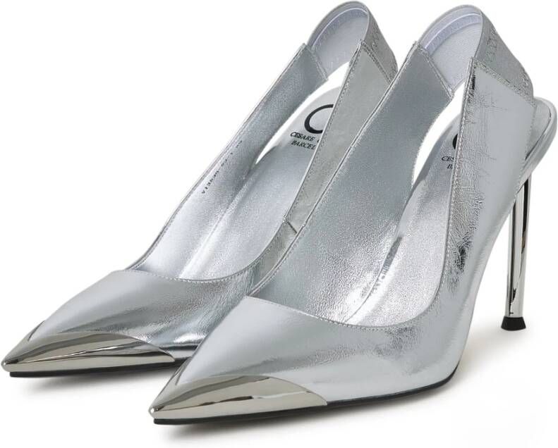 Cesare Gaspari Zilveren Hoge Hakken Slingback Pumps Gray Dames