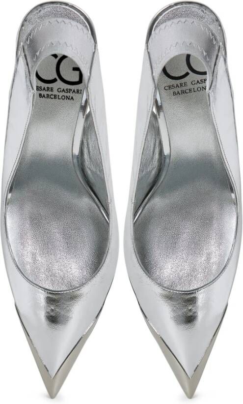 Cesare Gaspari Zilveren Hoge Hakken Slingback Pumps Gray Dames