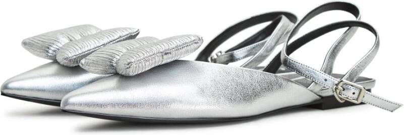 Cesare Gaspari Zilveren Slingback Ballerina Platte Zool Gray Dames