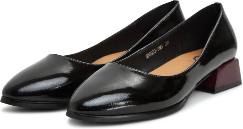 Cesare Gaspari Zwarte Block Heel Ballerina's Ingrid Black Dames