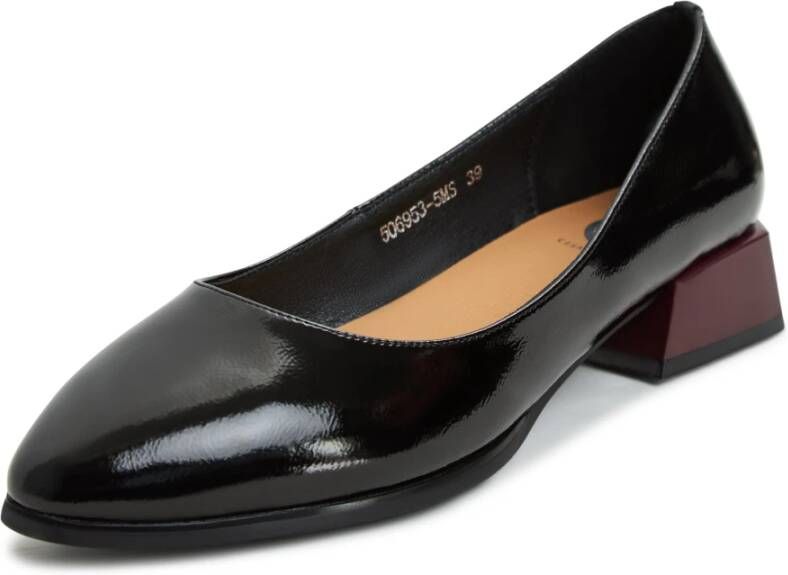 Cesare Gaspari Zwarte Block Heel Ballerina's Ingrid Black Dames