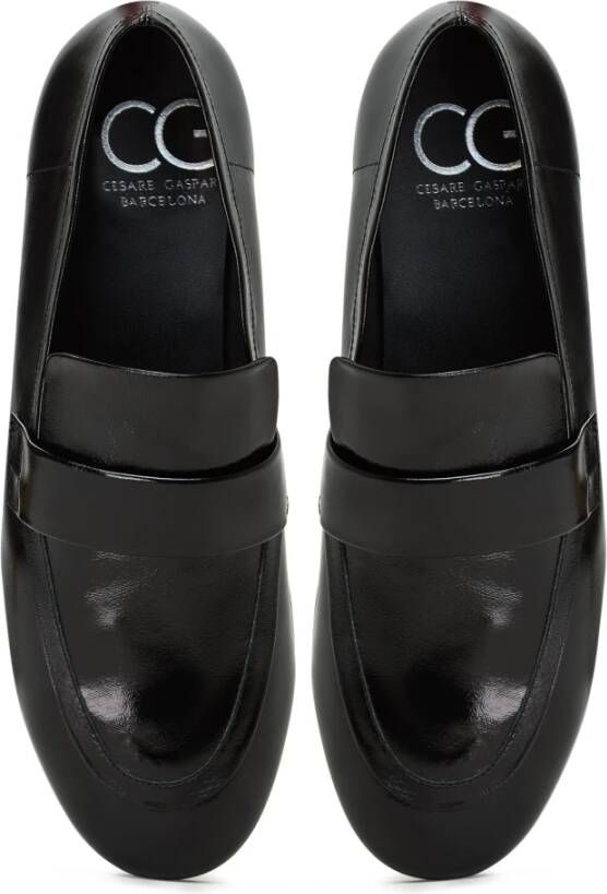 Cesare Gaspari Zwarte Blokhak Loafers Black Dames