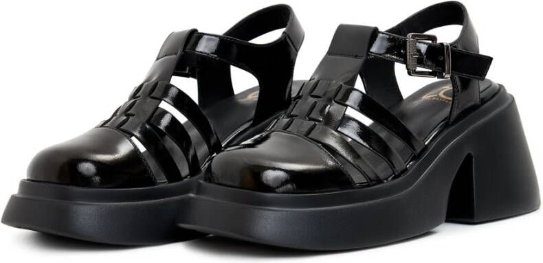 Cesare Gaspari Zwarte Blokhak Sandalen Black Dames