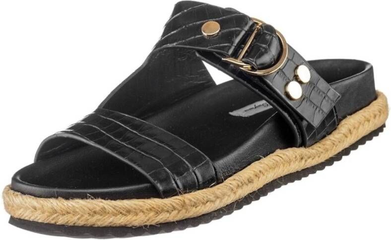 Cesare Gaspari Zwarte Buckle Strap Slide Sandalen Black Dames