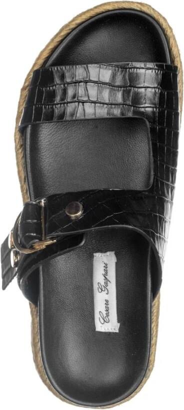 Cesare Gaspari Zwarte Buckle Strap Slide Sandalen Black Dames