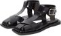 Cesare Gaspari Zwarte Enkelband Platte Zool Sandalen Black Dames - Thumbnail 2