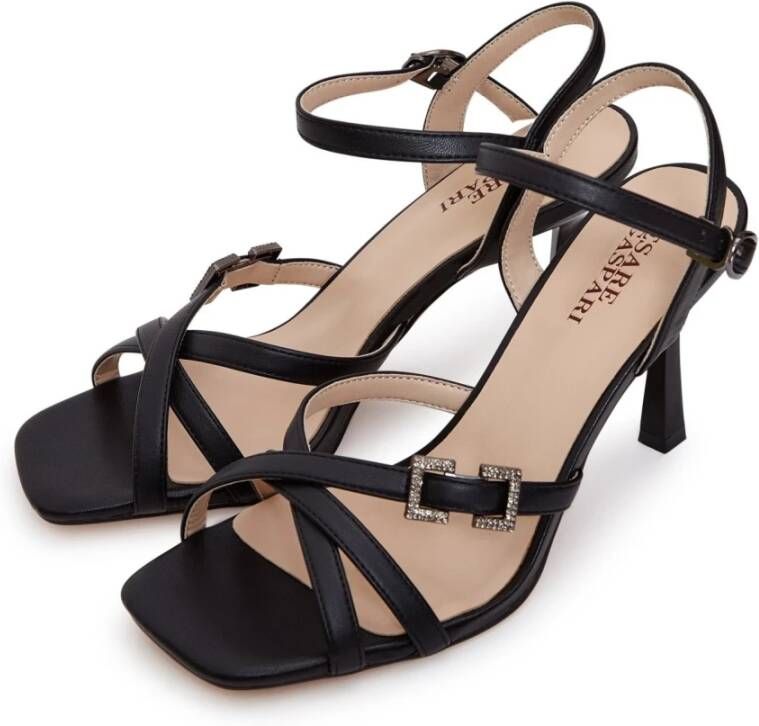 Cesare Gaspari Zwarte hoge hak sandalen Black Dames