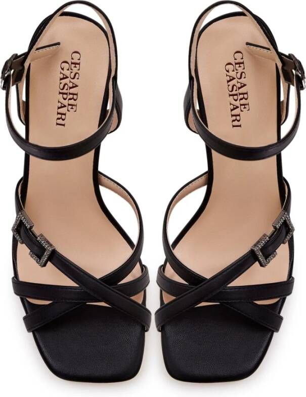 Cesare Gaspari Zwarte hoge hak sandalen Black Dames