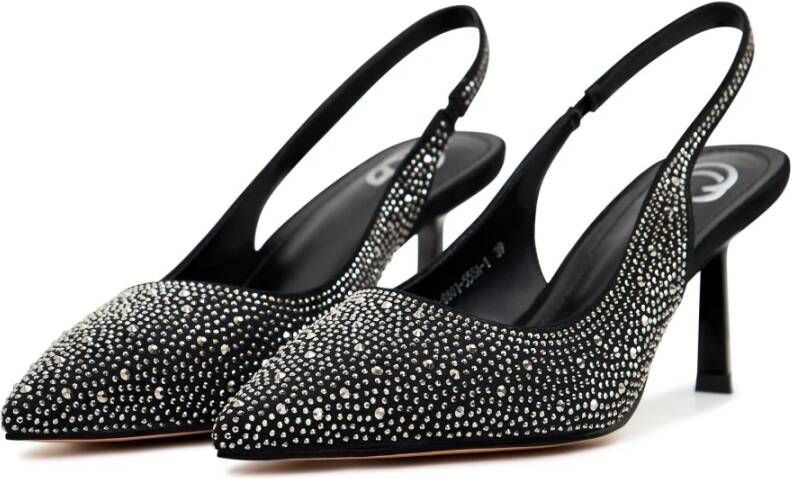 Cesare Gaspari Zwarte Jewel Suède Hoge Hakken Pumps Black Dames