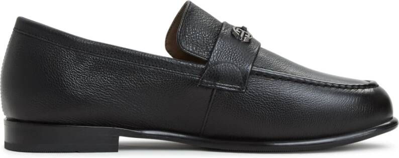 Cesare Gaspari Zwarte Leren Blokhak Loafers Black Dames