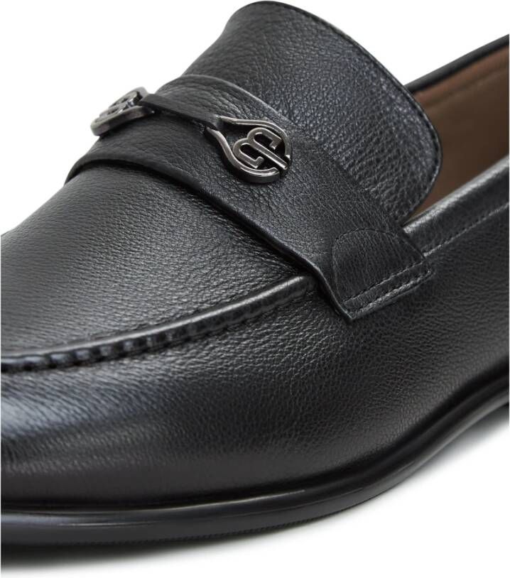 Cesare Gaspari Zwarte Leren Blokhak Loafers Black Dames