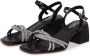 Cesare Gaspari Zwarte Leren Blokhak Sandalen Black Dames - Thumbnail 3