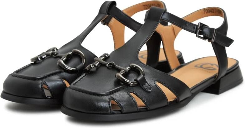 Cesare Gaspari Zwarte Platte Sandalen Aisha Black Dames