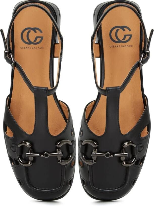 Cesare Gaspari Zwarte Platte Sandalen Aisha Black Dames