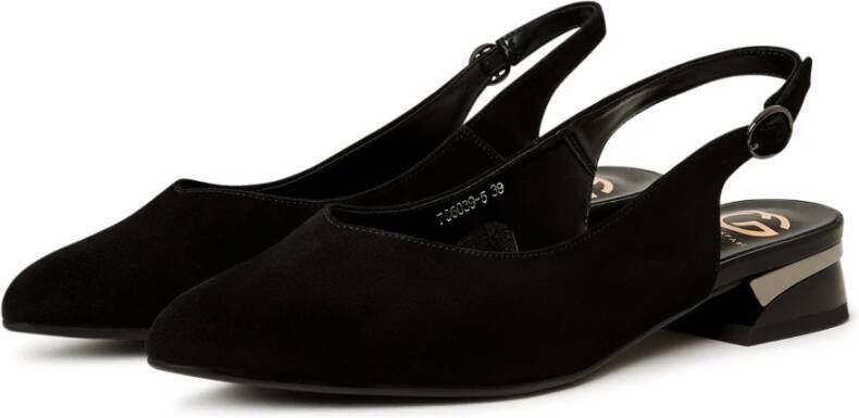 Cesare Gaspari Zwarte Suède Slingback Ballerina Black Dames