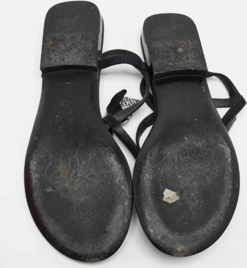 Chanel Vintage Pre-owned Canvas sandals Black Dames