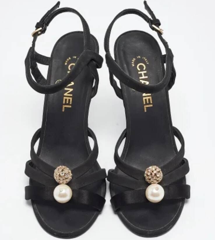 Chanel Vintage Pre-owned Canvas sandals Black Dames