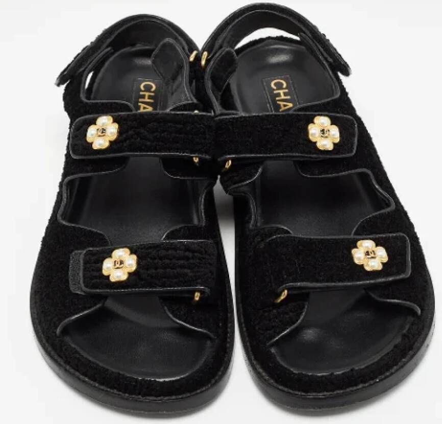 Chanel Vintage Pre-owned Fabric sandals Black Dames