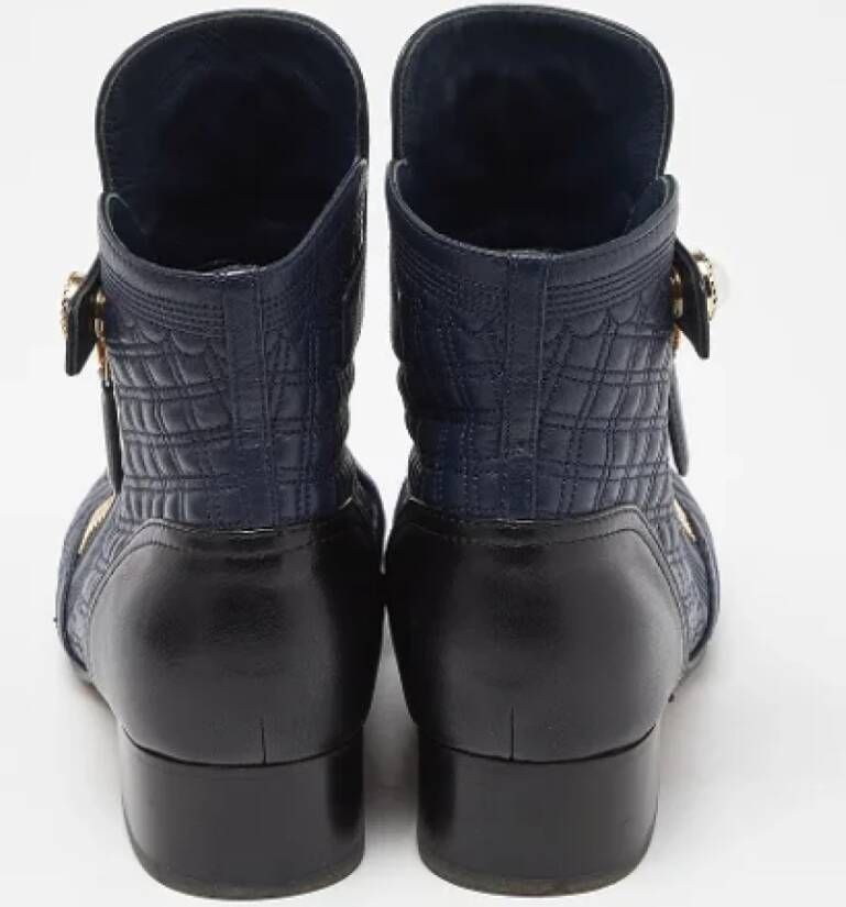 Chanel Vintage Pre-owned Leather boots Blue Dames