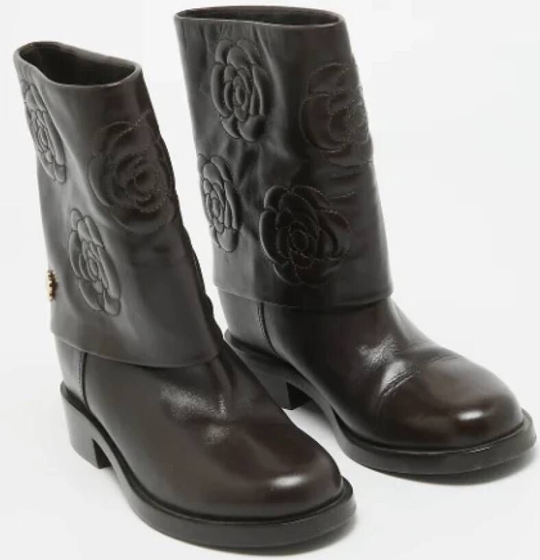 Chanel Vintage Pre-owned Leather boots Brown Dames