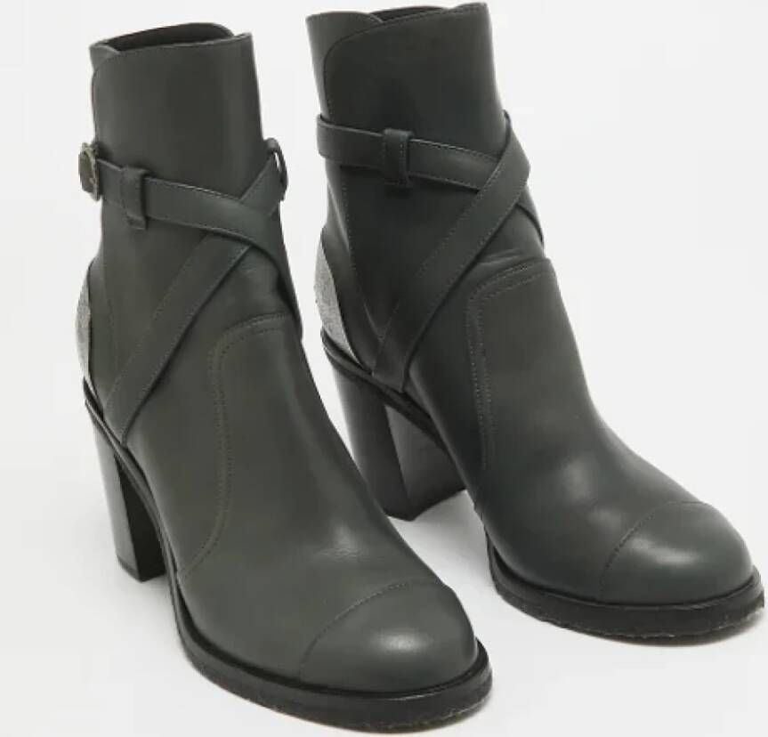 Chanel Vintage Pre-owned Leather boots Green Dames