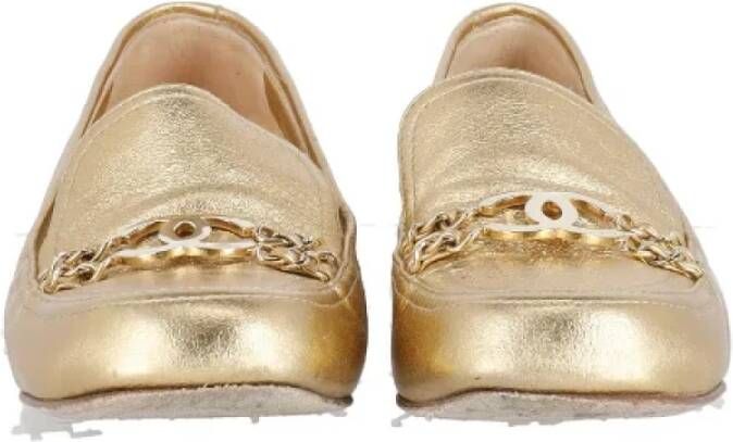 Chanel Vintage Pre-owned Leather flats Yellow Dames