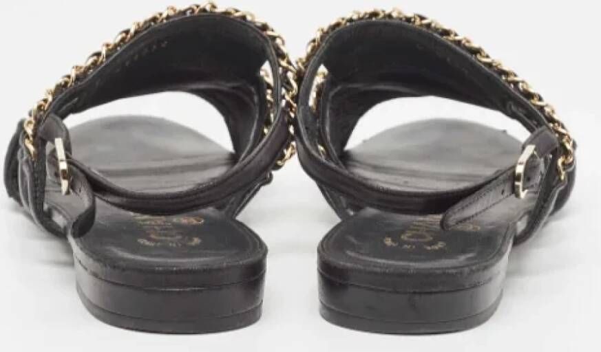 Chanel Vintage Pre-owned Leather sandals Black Dames