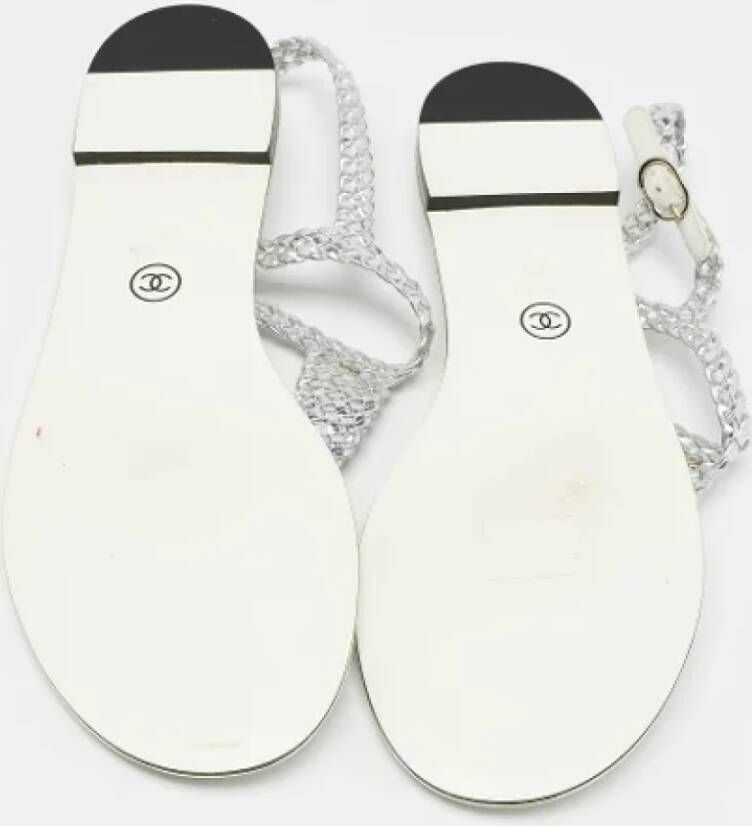 Chanel Vintage Pre-owned Leather sandals Gray Dames