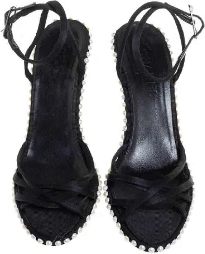 Chanel Vintage Pre-owned Satin sandals Black Dames