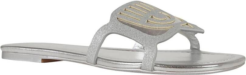 Chiara Ferragni Collection Metallic Pantoffels voor Vrouwen Ss24 Gray Dames