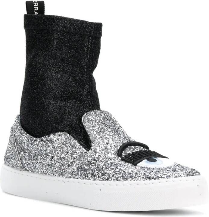 Chiara Ferragni Collection Metallic Sneakers Sok Gray Dames