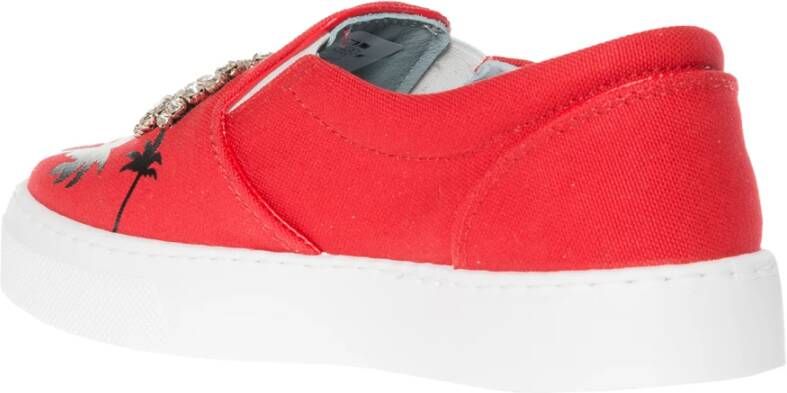 Chiara Ferragni Collection Rood Zwart Slip-On Canvas Schoenen Red Dames