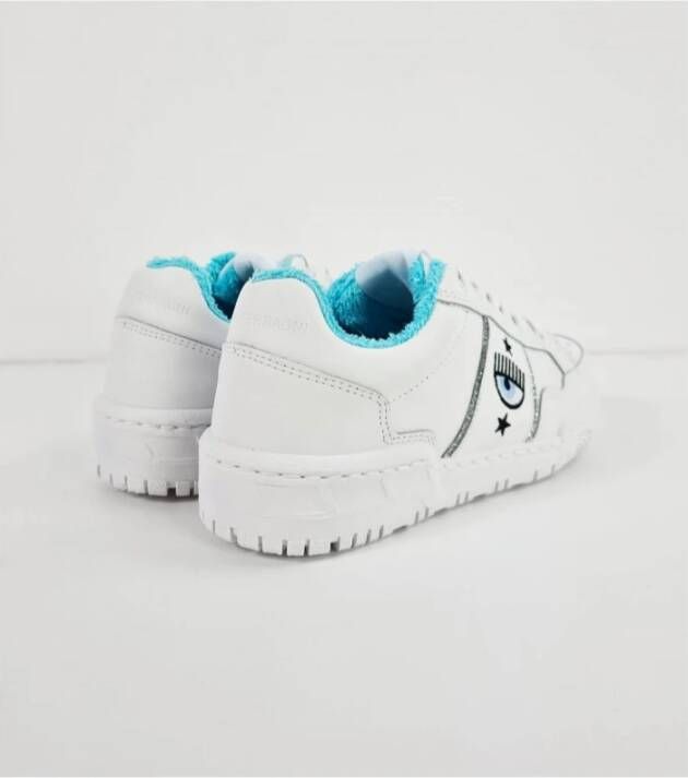 Chiara Ferragni Collection Witte Logo Sneaker Rubberen Zool Ronde Neus Vetersluiting White Dames - Foto 5