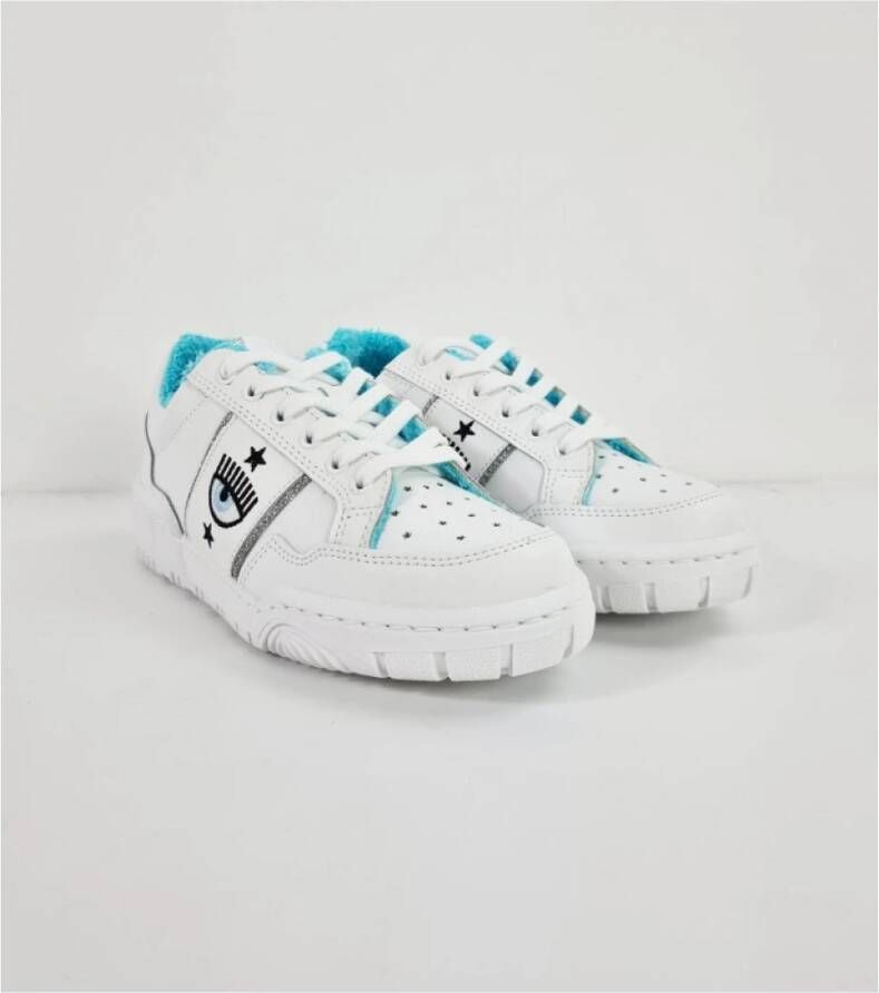 Chiara Ferragni Collection Witte Logo Sneaker Rubberen Zool Ronde Neus Vetersluiting White Dames - Foto 6