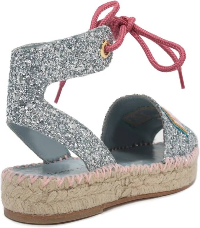 Chiara Ferragni Collection Zilveren Espadrilles voor Stijlvolle Zomerlook Gray Dames