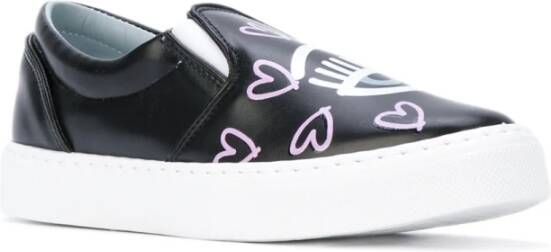 Chiara Ferragni Collection Zwarte Slip-On Hearts Schoenen Black Dames